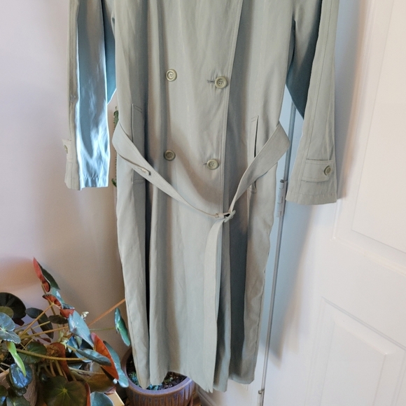 London Fog Mint Green Soft Longsleeve Belted Business Trench Coat, Size‎ 12P - Picture 5 of 12